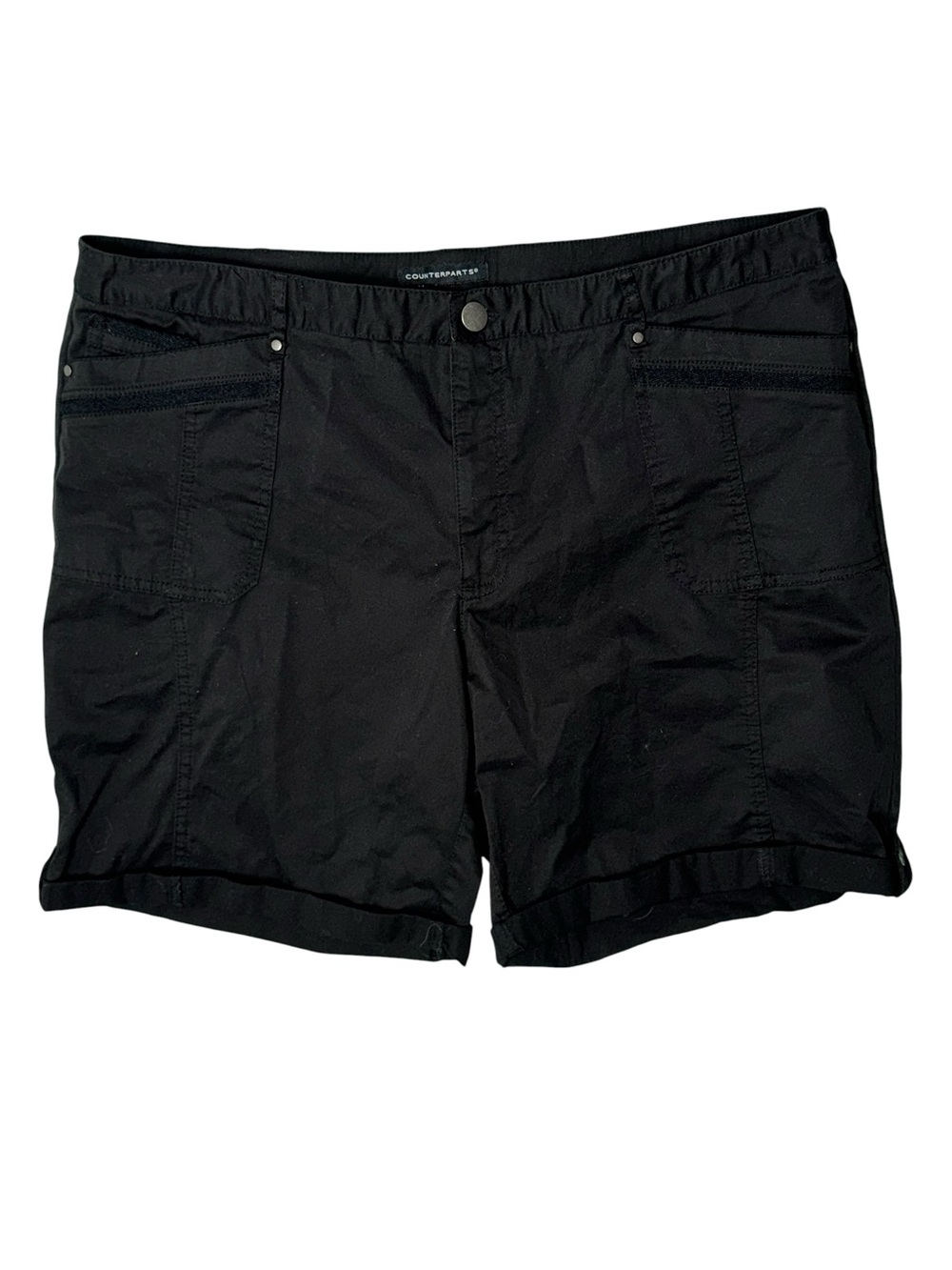 Counterparts Black Shorts Women Size 16 Cuffed Hem Solid Utility Pocket⁠